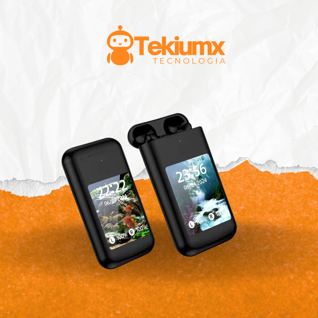 Powerbank con Auriculares TWS 8000mAh - Bluetooth v5.3, Pantalla LCD y Linterna Incorporada