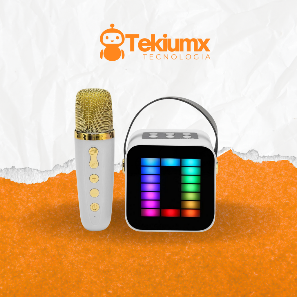 Mini Micrófono con Altavoz Bluetooth con Luz RGB