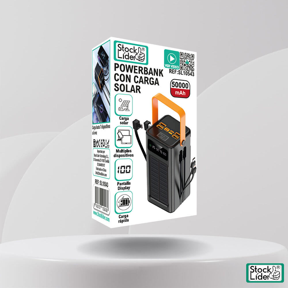 Powerbank con carga solar 50.000 mAh