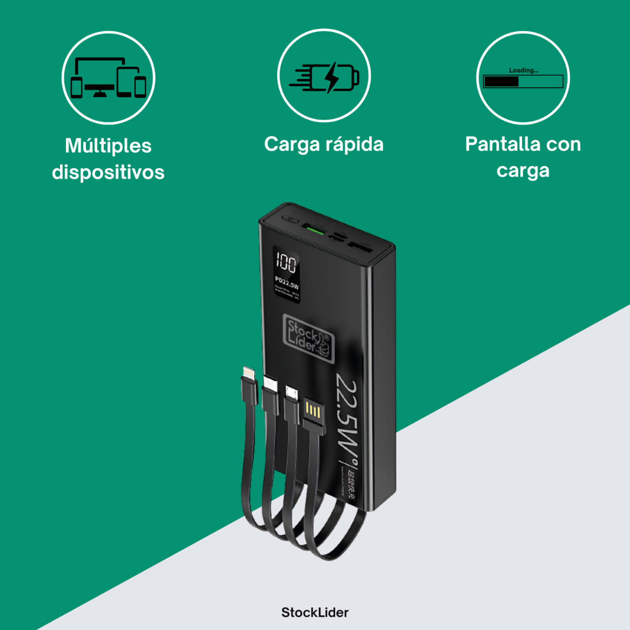 Powerbank carga rápida 20.000mAh