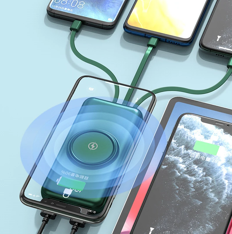 Powerbank carga inalámbrico y cables 12000mAh