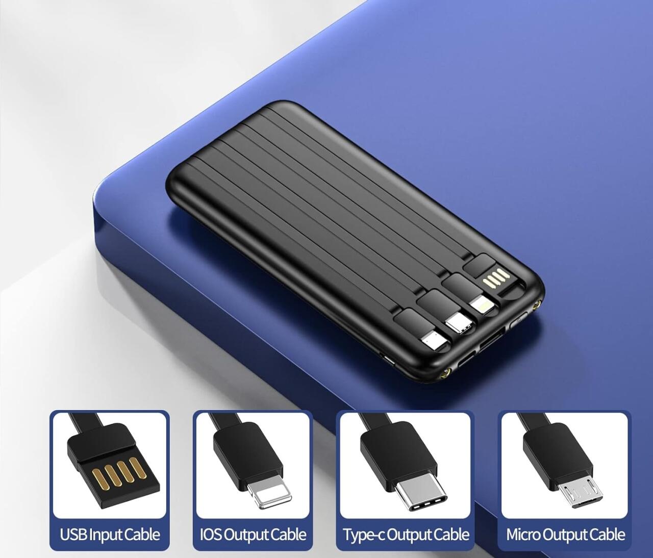 Powerbank carga inalámbrico y cables 12000mAh