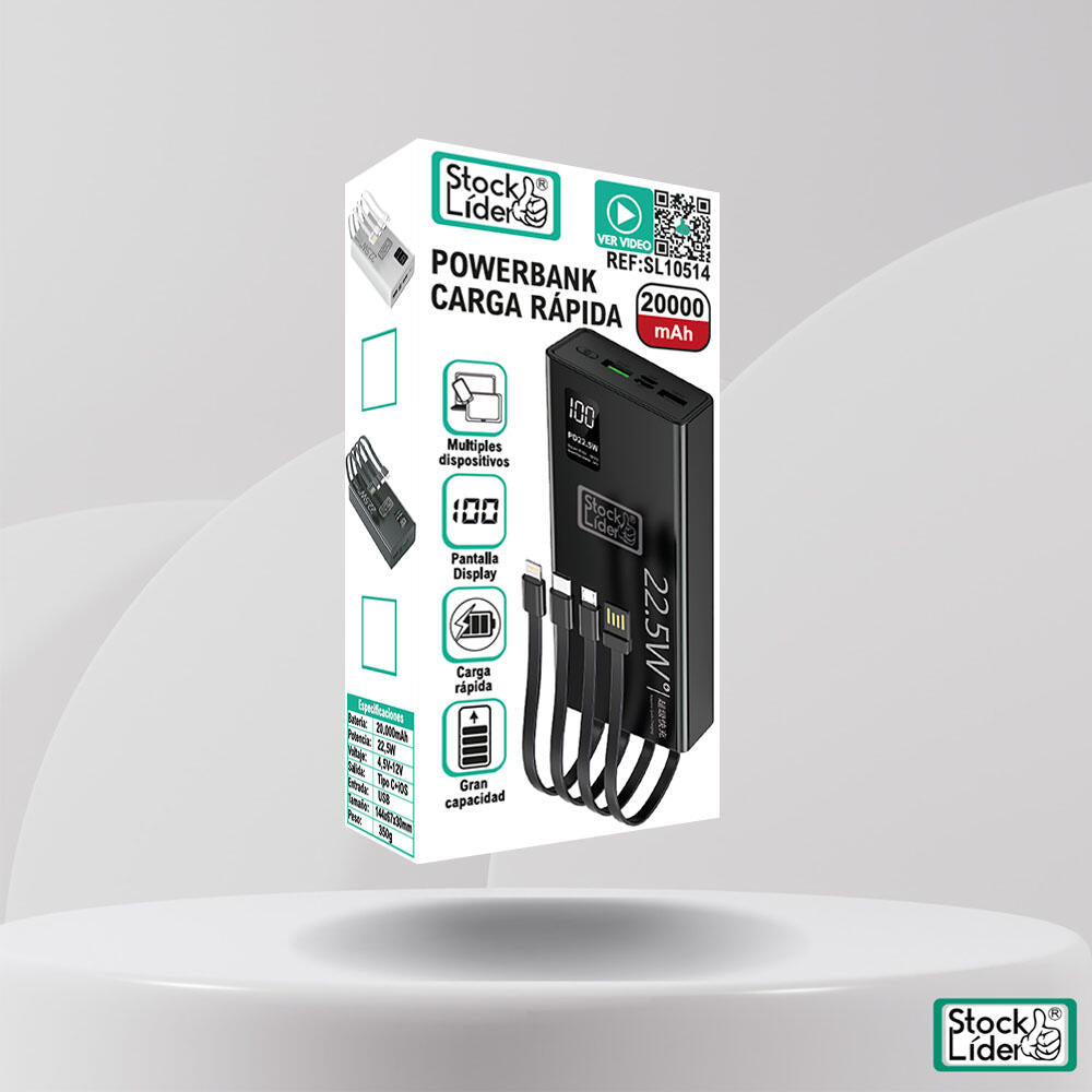 Powerbank carga rápida 20.000mAh