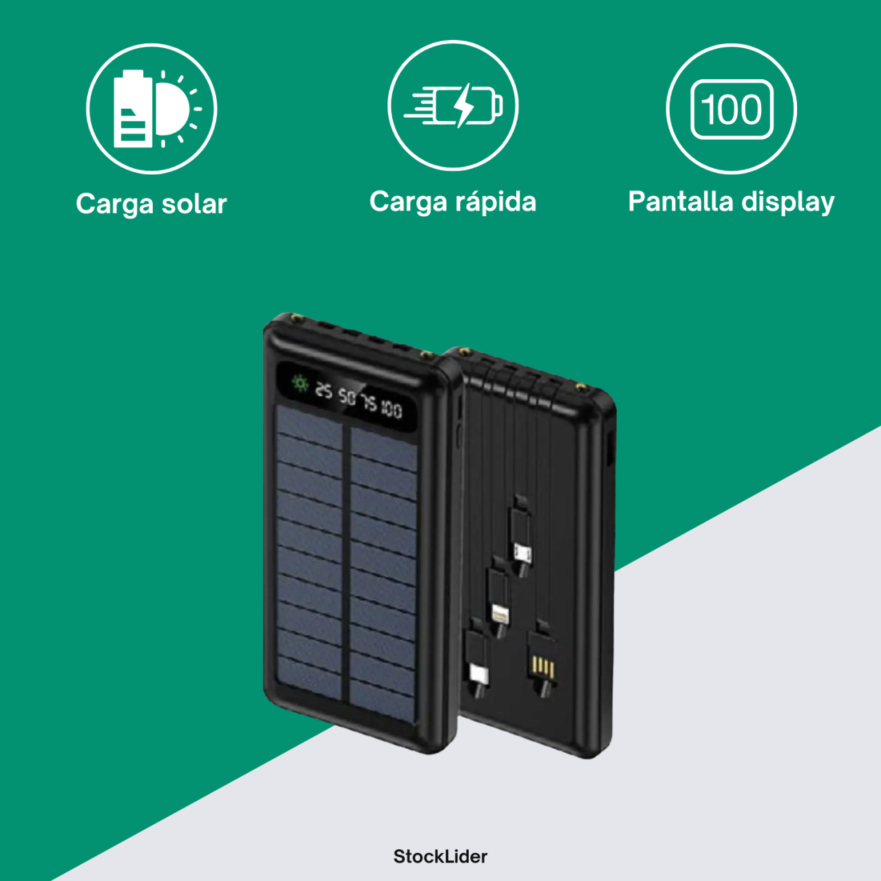 Powerbank con carga solar 10.000 mAh
