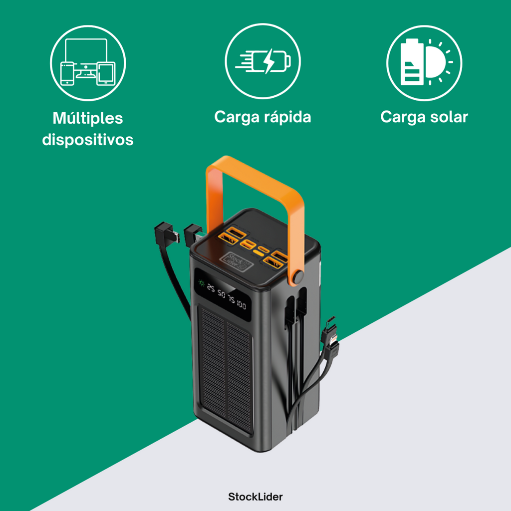 Powerbank con carga solar 50.000 mAh