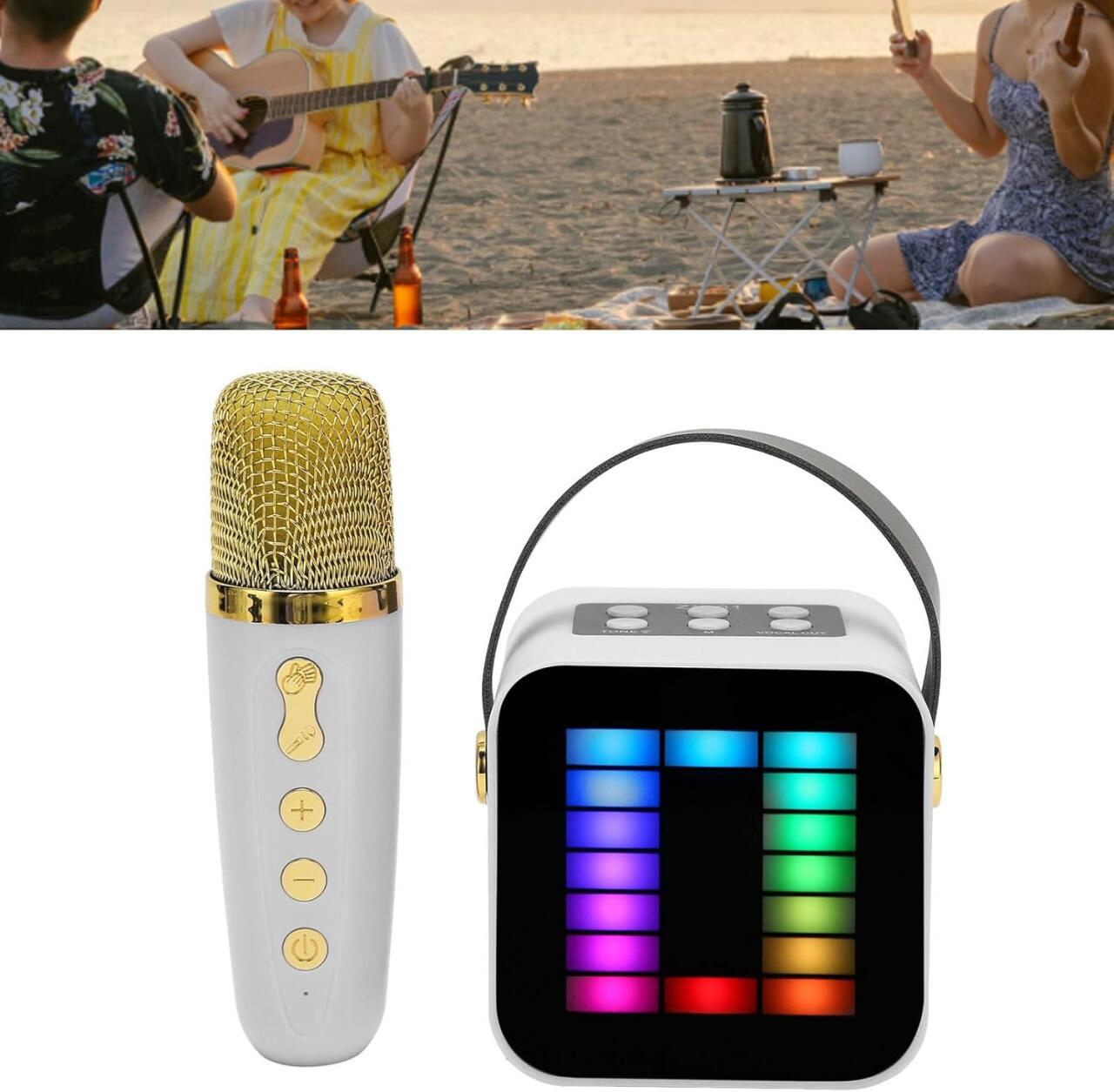 Mini Micrófono con Altavoz Bluetooth con Luz RGB